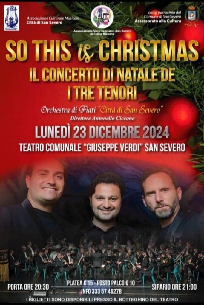 SAN SEVERO E LA MAGIA DEL NATALE GLI EVENTI DI OGGI LUNEDÌ 23 DICEMBRE 2024 ALLE 21 00 NEL